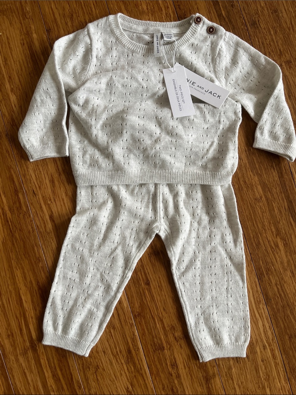 Janie and Jack Cream Knit Baby Two-Piece Set